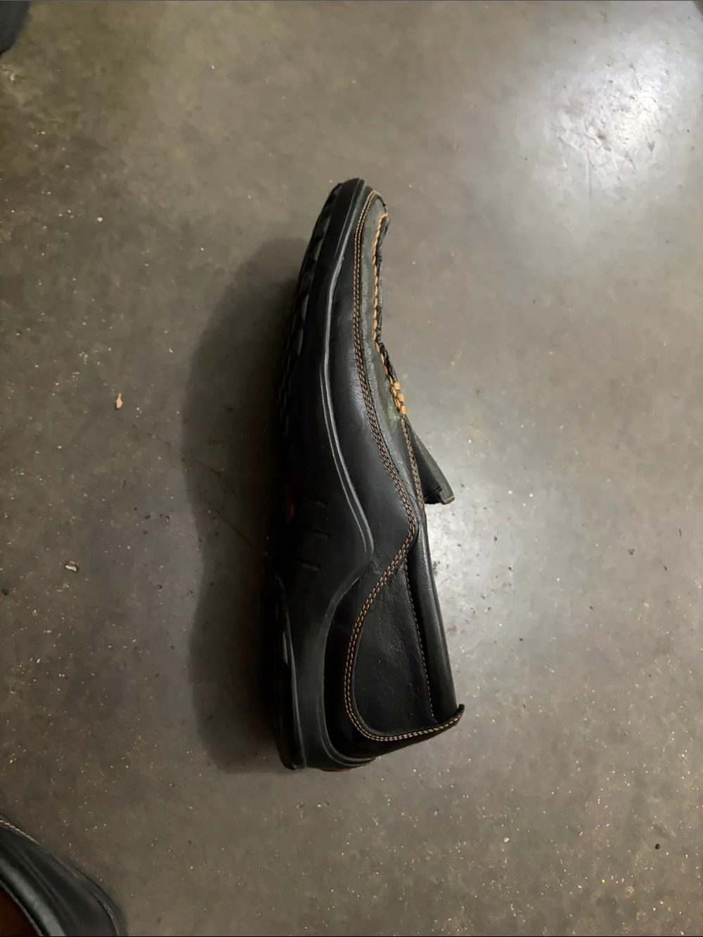 Cole Haan Black Leather Slip-On Loafers with Tan Stitching Tucker Loafer